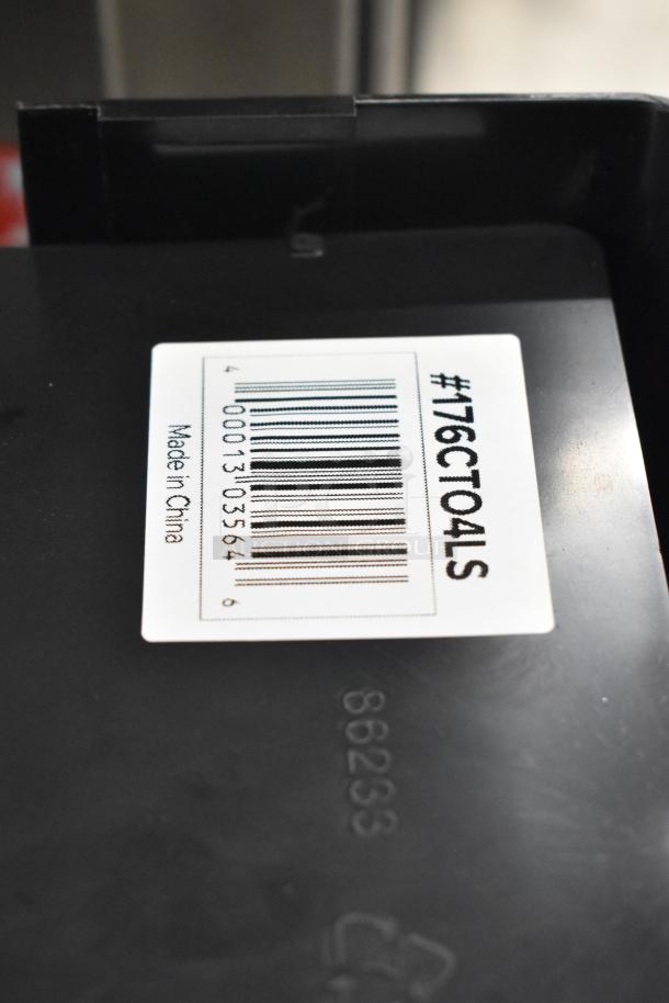 Barcode label on a Choice Black 4-Section Organizer, model #176CTO4LS. Marked "Made in China".