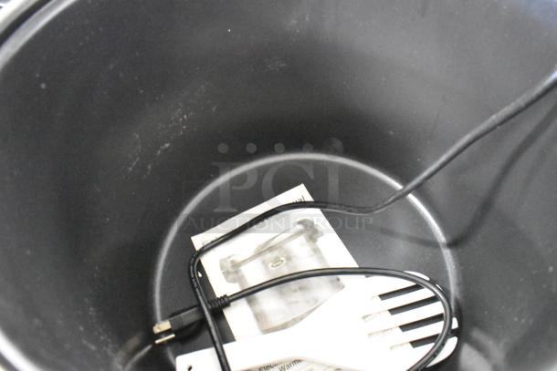 Brand new 2024 Galaxy 177RWGB90 90 Cup Electric Rice Warmer, 120V, 1 Phase, with visible scratches. Includes power cord.