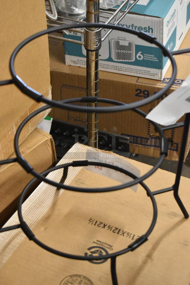 Cal-Mil 977-10-13 Iron Three-Tier Black Wire Bowl and Plate Display, 11 3/4" x 11 3/4" x 20", new with tags.