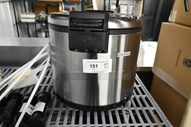 Brand new Galaxy 177RWGB90 90 Cup Electric Rice Warmer. Scratch and dent condition. 120V, 1 Phase. Caution label visible.