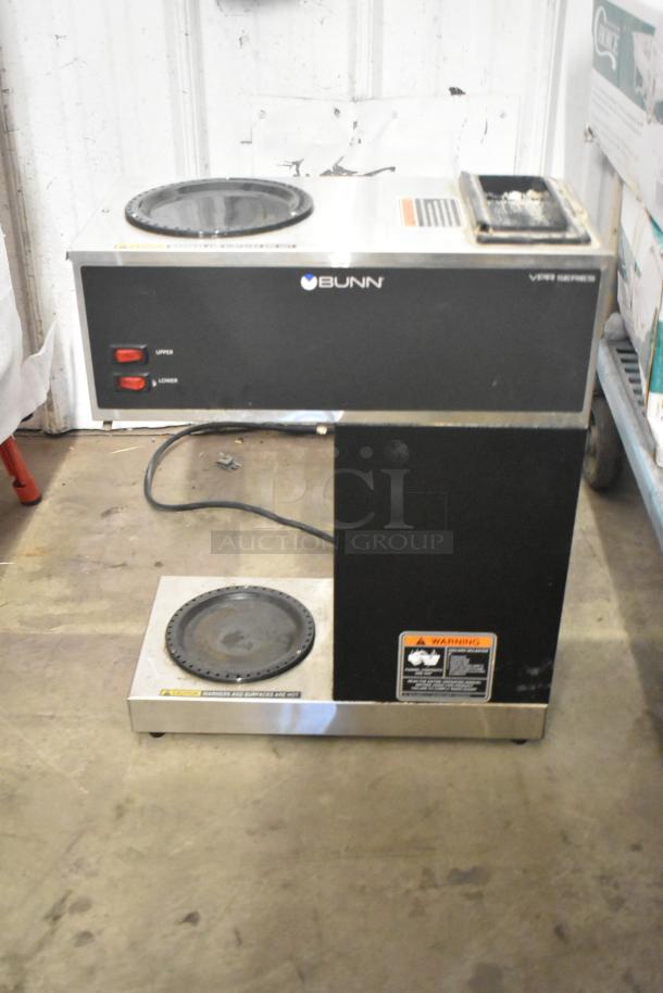 2020 Bunn VPR stainless steel 2-burner coffee machine, commercial countertop model, 120 volts, used condition.