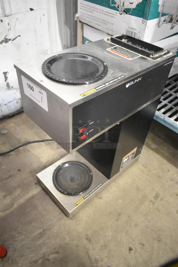 2020 Bunn VPR Stainless Steel Commercial 2 Burner Coffee Machine, 120V, with control switches, moderate wear.