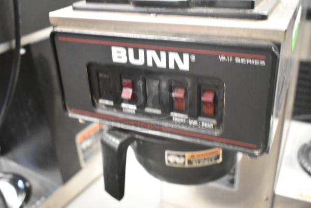 2021 Bunn VP17-3 stainless steel coffee machine, 3 burners, controls visible, commercial use, 120 volts, 1 phase.