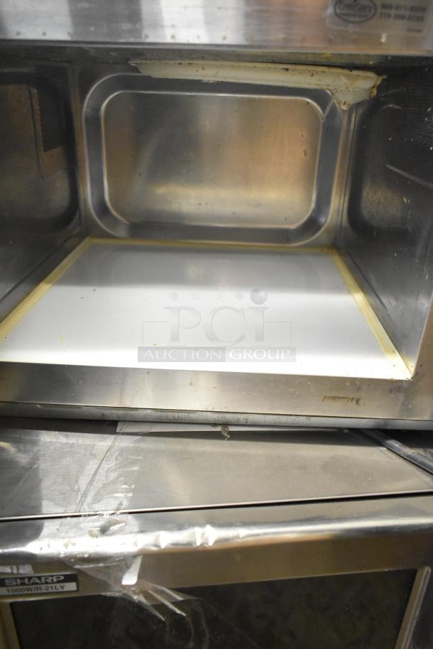 2021 Amana RCS10TS stainless steel commercial countertop microwave oven, 120 volts, visible interior, condition used.