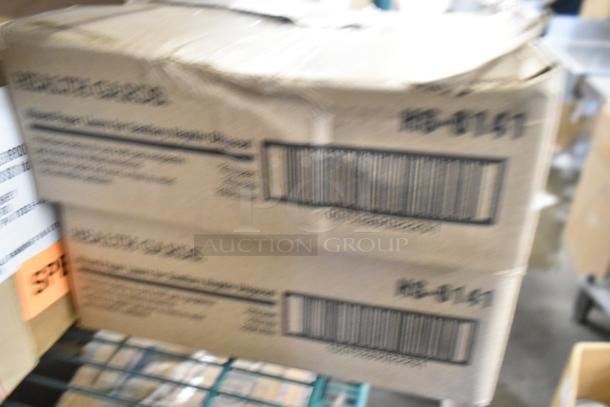 Cardboard box labeled "Health Gards Waxed Paper Liners," slightly dented. Contains scratch and dent items; 7 times your bid.