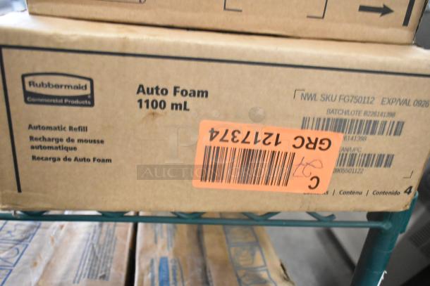 Rubbermaid Auto Foam Refill 1100 mL box, new condition, SKU FG750112, orange barcode label GRG 1217374.