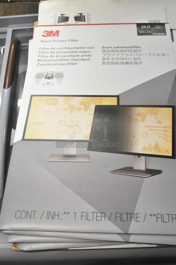 Box of 11 items including Kensington FP190W10 monitor privacy screen. Includes 3M privacy filter, 24" size.