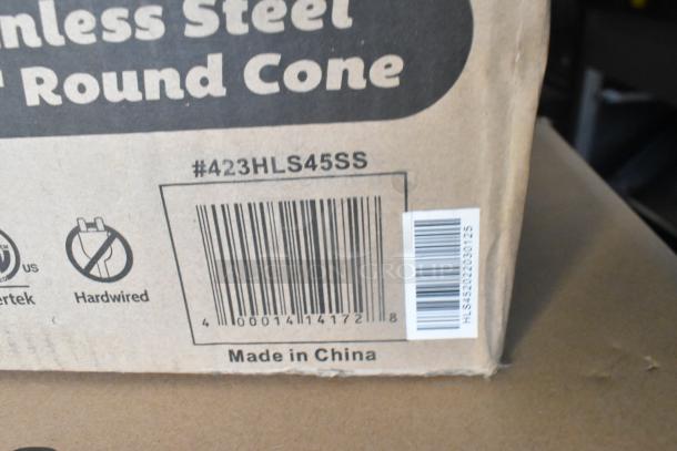 BRAND NEW ServIt 423HLS45SS 8' Ceiling Mount Heat Lamp with stainless steel shade. 120V, 1 Phase. Made in China.