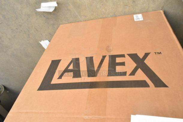 Brand new Lavex 475BCS100BLK baby changing station in box, black, wall-mounted, slight scratches, model 475BCS100BLK.