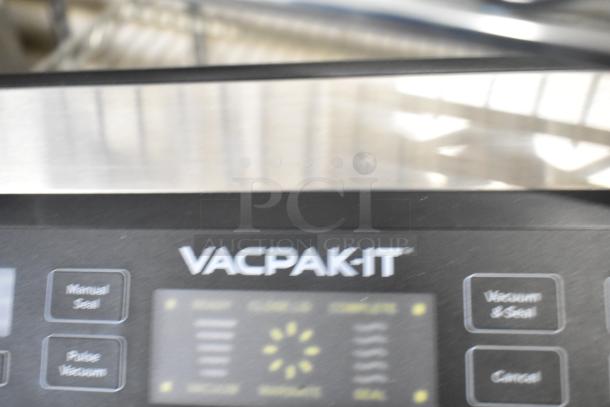 BRAND NEW VacPak-It VSM12PRO vacuum sealer, 12" seal bar, cutter, roll holder, scratch-and-dent condition, 120V, 1 phase.
