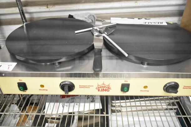 BRAND NEW 2024 Carnival King 382TCM16DBL Stainless Steel 16" Dual Non-Stick Crepe Maker, 208/240 Volts, minor scratches.