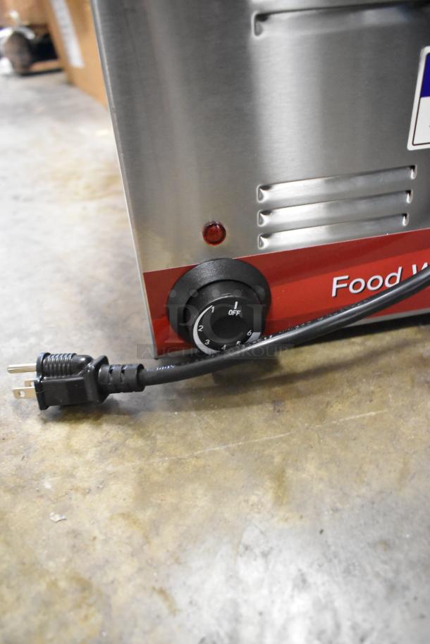 Brand new Avantco 177W50 stainless steel countertop food warmer with adjustable dial; visible power cord, 120V, 1 phase.