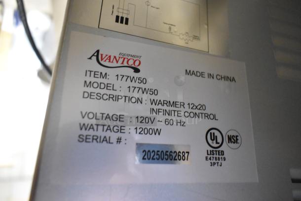 Avantco 177W50 stainless steel food warmer, 120V, 1200W, scratch and dent, UL and NSF certified, made in China.