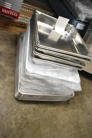 31 brand new Vollrath 30122 Super Pan V® steam table pans, 2/3 size, 2 1/2" deep, anti-jam, 22 gauge stainless steel.