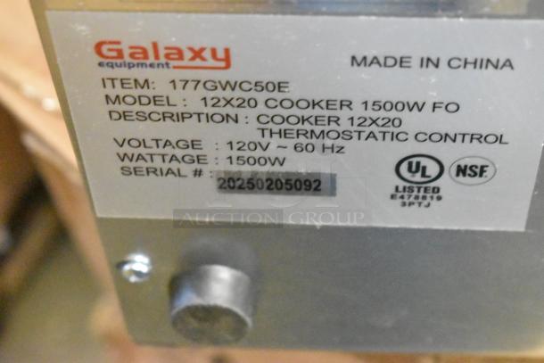 Brand new Galaxy 177GWC50E 12"x20" electric food warmer, 120V, 1-phase, 1500W, with UL and NSF labels, serial #20250205092.