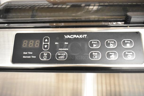 BRAND NEW VacPak-It 186VME12SS Vacuum Packaging Machine, stainless steel, 12" seal bar, control panel visible.