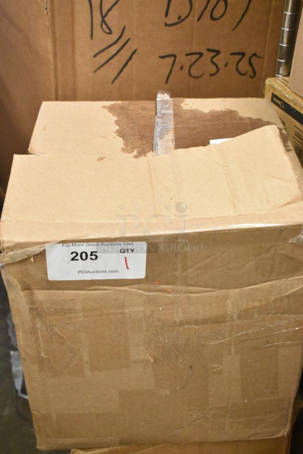 Box of OXO Good Grips 0.5 Qt. SAN Plastic Food Storage Containers. New, scratch and dent, with white POP lids. Item tag: 205.