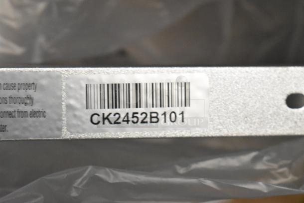 Barcode label on Avantco 177W62 heat lamp showing text "CK2452B101" indicating model or serial number.