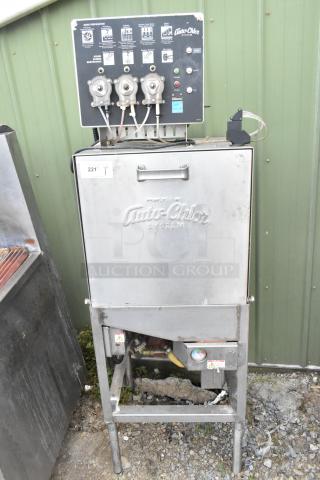 Auto-Chlor AC stainless steel commercial front load dishwasher, 115V, 1 phase, model AC. Features control panel and Auto-Chlor branding.