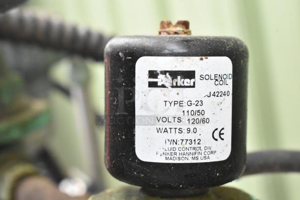 Auto-Chlor AC stainless steel commercial dishwasher, front load, 115 volts, 1 phase, featuring Parker solenoid coil type G-23.