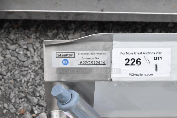 BRAND NEW Steelton 522CS12424, 18-gauge stainless steel sink, 24"x24"x12" bowl, NSF certified, scratch and dent condition.