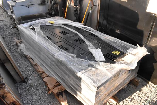 BRAND NEW SCRATCH AND DENT! Regency Space Solutions Black 36" x 15" x 78" locker, 3 wide, 2 tier, wrapped on pallet.
