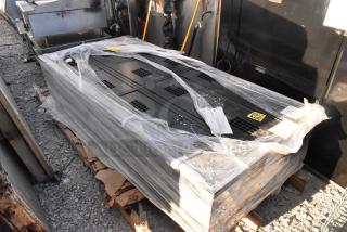 BRAND NEW SCRATCH AND DENT! Regency Space Solutions Black 36" x 15" x 78" locker, 3 wide, 2 tier, wrapped on pallet.