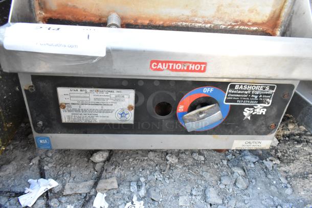 Star 613 Stainless Steel Gas Griddle, visible caution labels, and manufacturer markings, used condition.