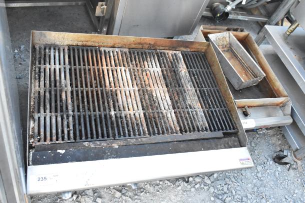 Cook Rite Stainless Steel Commercial Charbroiler Grill, gas-powered, countertop model, visible wear, tag 235.