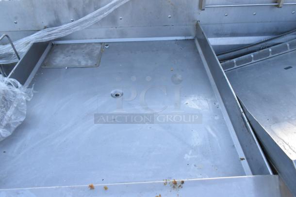 Giles EOF-24 stainless steel commercial 3 bay deep fat fryer with dumping station on casters, 480V, 3 phase, used condition.