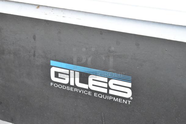 Giles EOF-24 stainless steel commercial 3-bay deep fat fryer, electric, 480V, 3-phase, with dumping station and casters.