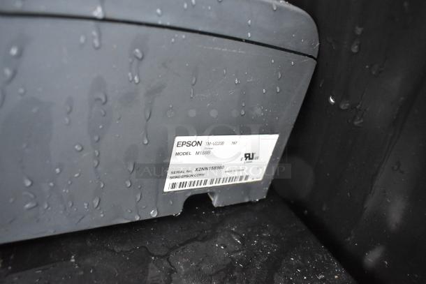 Epson TM-U220B receipt printer, model M188B, with visible label showing serial number X2NN158960. Good condition.