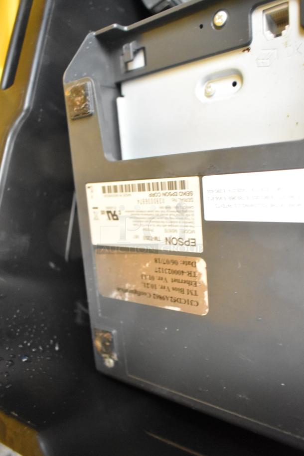Lot of various items including Epson receipt printers. Visible model label: Epson TM-T20II. Condition appears used.