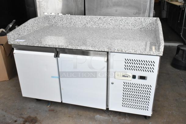 KoolMore KM-RPPS-2D59-GRT 2 Door Work Top Cooler with granite countertop. New, with a crack in the granite. 115V.