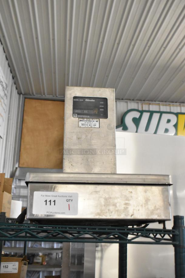 Silverline 3250 metal countertop scale, 115 volts, 1 phase, with visible control panel and manufacturer label, used condition.