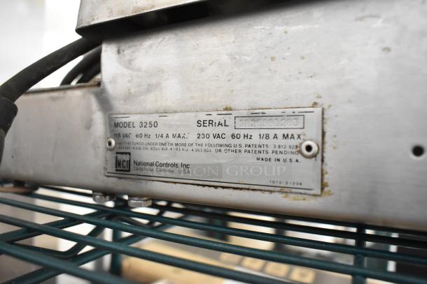 Silverline 3250 Metal Countertop Scale, 115 Volts, 1 Phase, model label visible. Made by National Controls, Inc. in the USA.