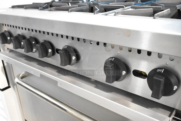 Brand new 2025 Mainstreet 541E36L stainless steel 36" range, 6 burners, standard oven, shelf, backsplash, 210,000 BTU.