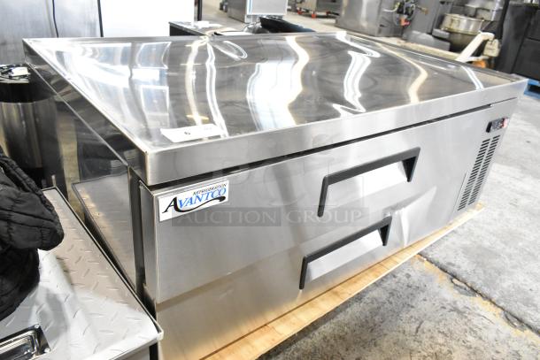 Avantco 178CBE52HC stainless steel commercial chef base, 2 drawers, 115V, 1 phase, brand new with scratches and dents.
