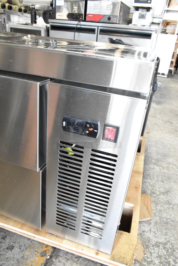 Stainless steel Avantco 178CBE52HC commercial chef base, 2 drawers, brand new with minor scratches and dents, 115V, 1 phase.