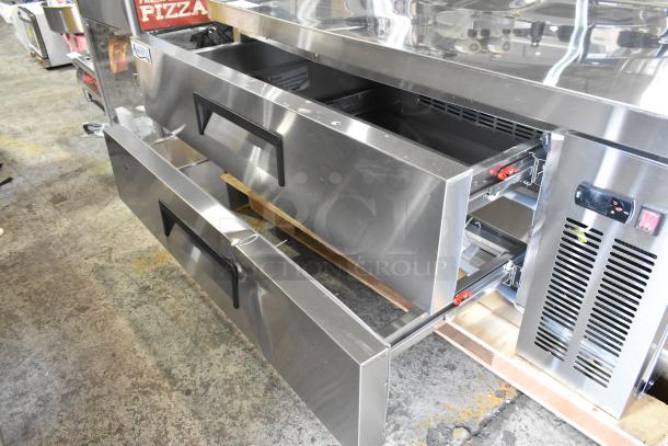 Stainless steel Avantco 178CBE52HC commercial chef base with 2 drawers. New, scratch and dent, 115V, 1 phase.
