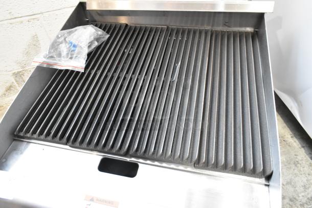 Brand new 2024 Cooking Performance Group CPG 351CRCPG24NL stainless steel charbroiler grill, 80,000 BTU, natural gas.
