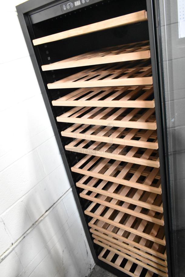 Brand new AvaValley 342WRC220SZ wine cooler, glass door, wooden racks, 115V, minor scratches, commercial use.