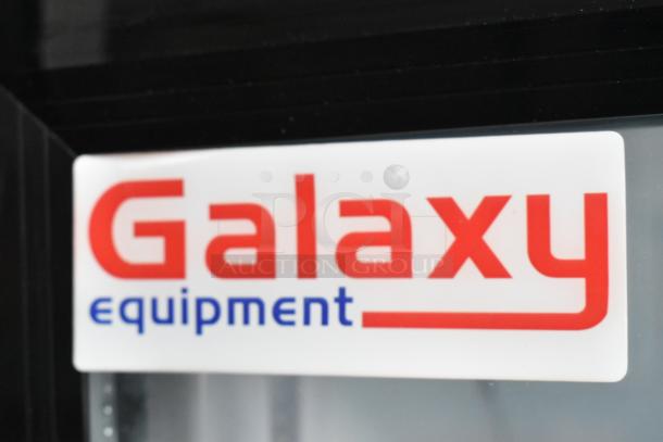 Galaxy 177GDN5RBB commercial cooler label; brand new, scratch and dent condition, with door issue, LED lighting.