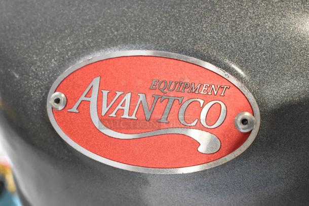 Avantco MX40H logo on metal surface of commercial 40 qt planetary mixer. Brand new, scratch and dent, includes stainless attachments.