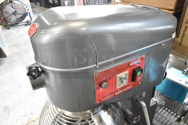 BRAND NEW scratch and dent Avantco MX40H 40-quart planetary dough mixer with stainless steel bowl, bowl guard, and attachments.