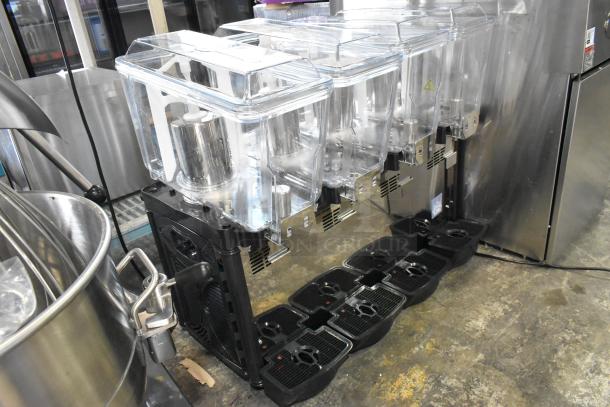 Brand new Carnival King Coldream 4M beverage dispenser, stainless steel, four 3-gallon bowls, 115 volts, scratches/dents.