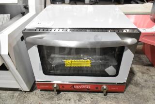 BRAND NEW Avantco 177CO14 stainless steel countertop convection oven, 0.8 cu. ft., 120V, 1 phase, minor dent visible.