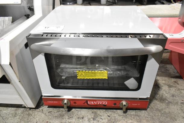 BRAND NEW Avantco 177CO14 stainless steel countertop convection oven, 0.8 cu. ft., 120V, slight scratches, label intact.