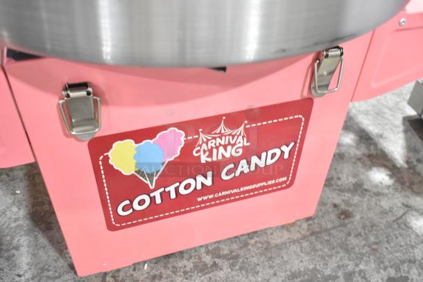 BRAND NEW 2025 Carnival King 382CCM21CT cotton candy machine, 21" stainless steel bowl, with cart, missing axle for wheels.