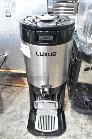 BRAND NEW SCRATCH AND DENT! 2025 Fetco L4D-15 Luxus 1.5 Gallon Stainless Steel Coffee Server with Stand - Item #1201002